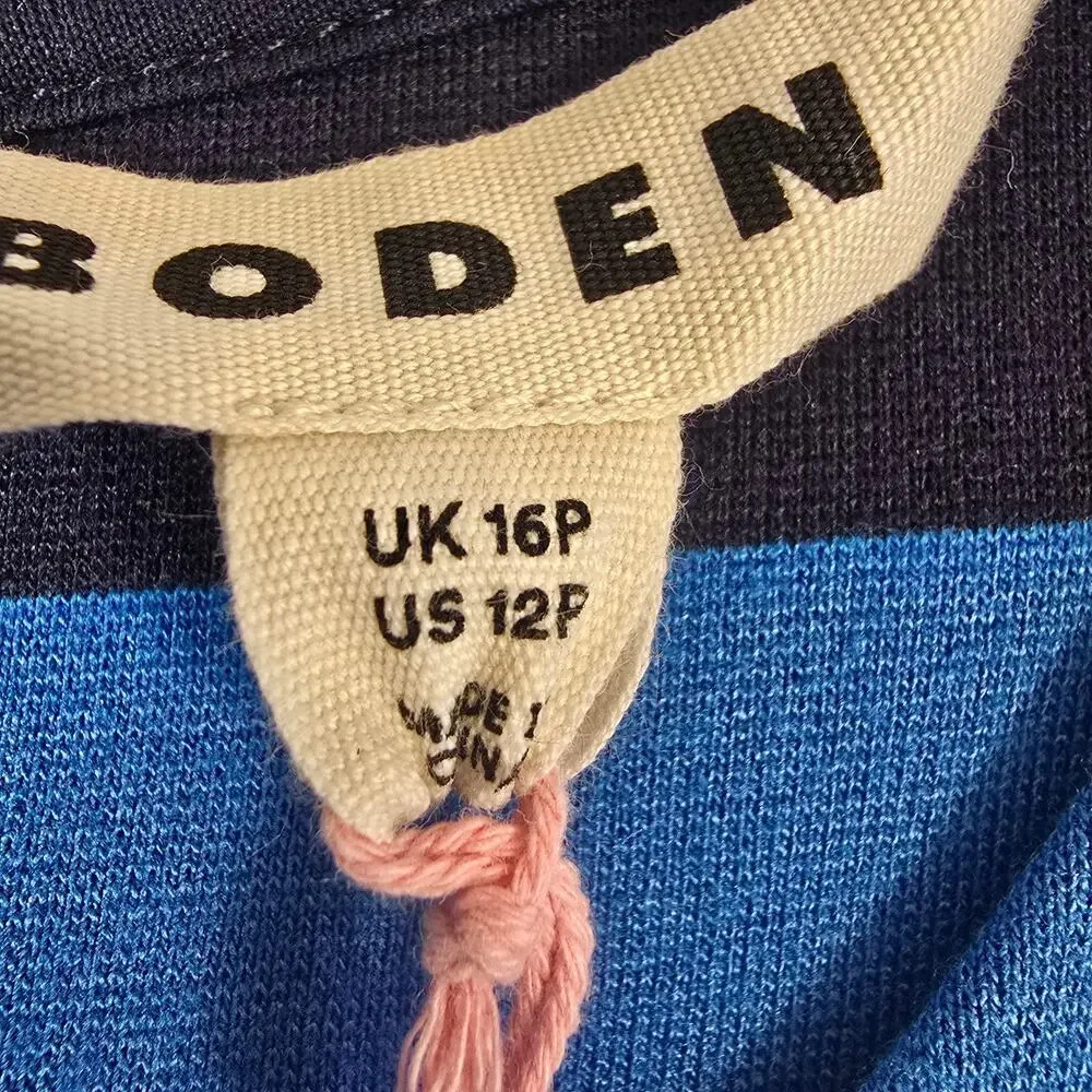 NWT Boden Hotch Blue Striped Jersey Midi Dress Retails $96